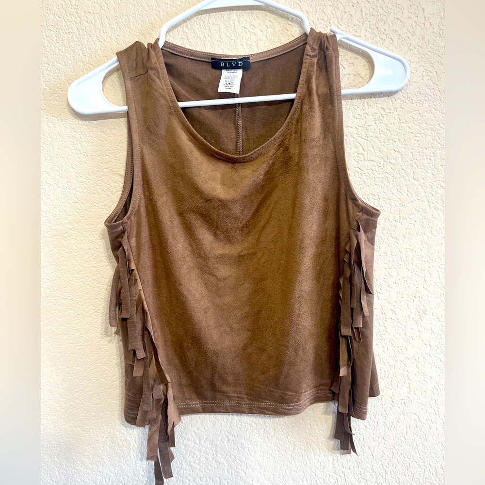 Gorgeous Brown Suede Fringe Tank
